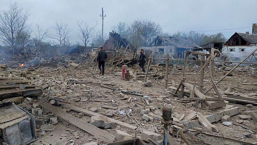 Una zona residencial afectada por bombardeos en Pavlohrad, Ucrania, el 1 de mayo de 2023