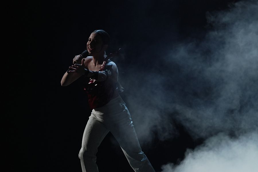 Blanca Paloma en un momento de su primer ensayo en Eurovisión 2023
