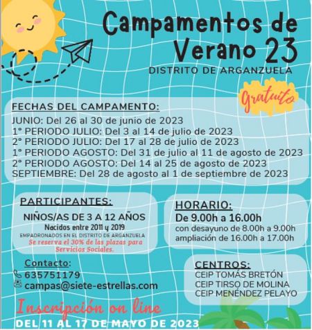 Campamento gratis en Arganzuela