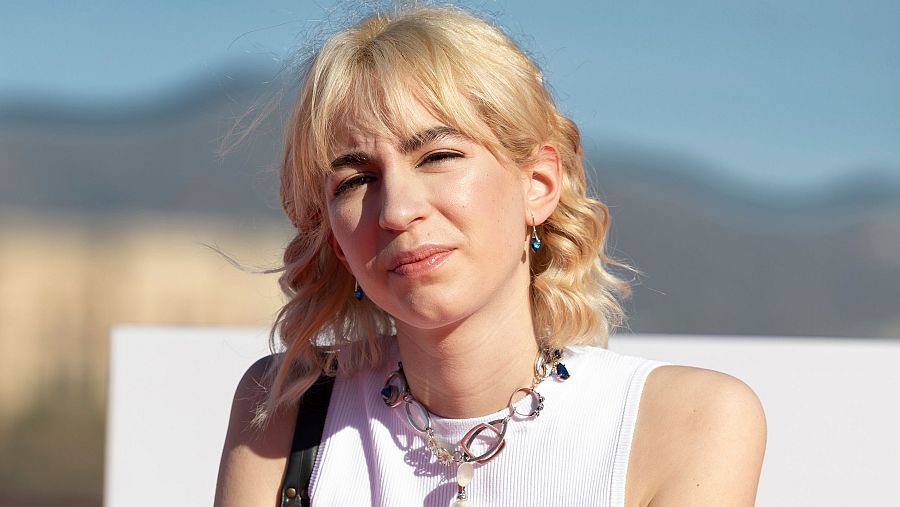 La actriz, Ainara Elejalde Bel, en la presentación de 'Els Encantats' en el Festival de Málaga 2023