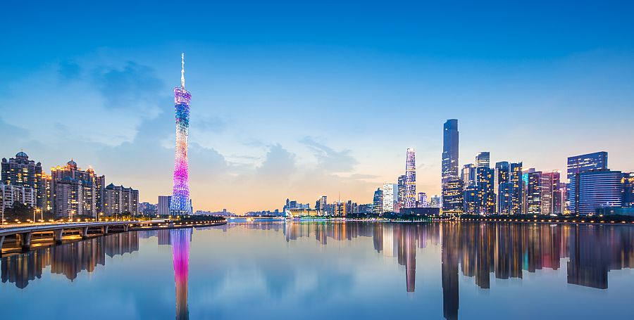 skyline of GuangZhou china - stock photo