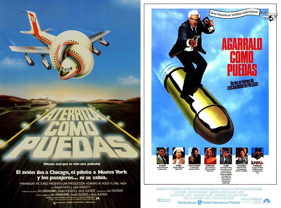 Carteles de 'Aterriza como puedas' y 'Agárralo como puedas'