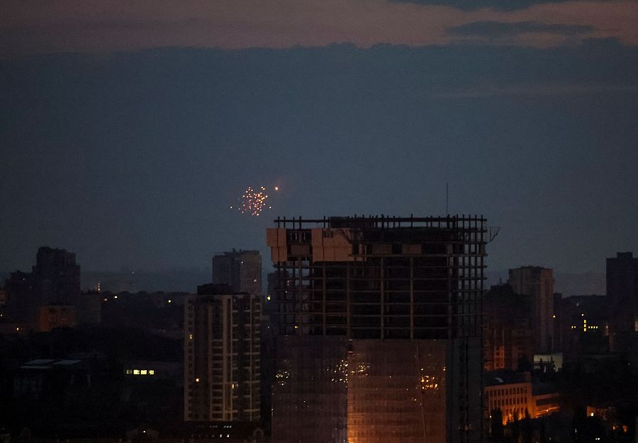 Explosión de un dron tras ataque ruso en Kiev el 20 de junio.