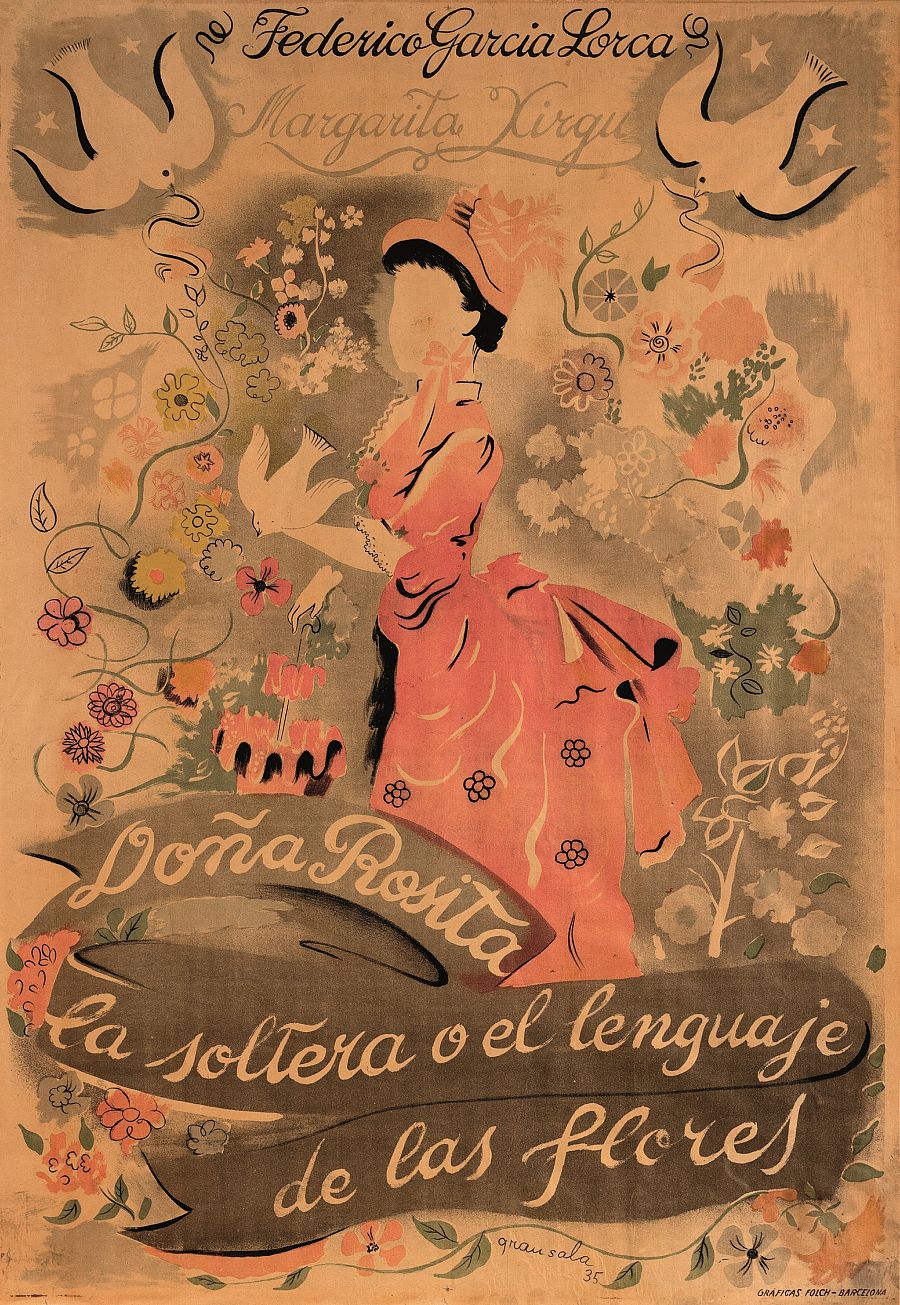 Cartel de Doña Rosita La Soltera o El lenguaje de las flores. Principal Palace, 1935.