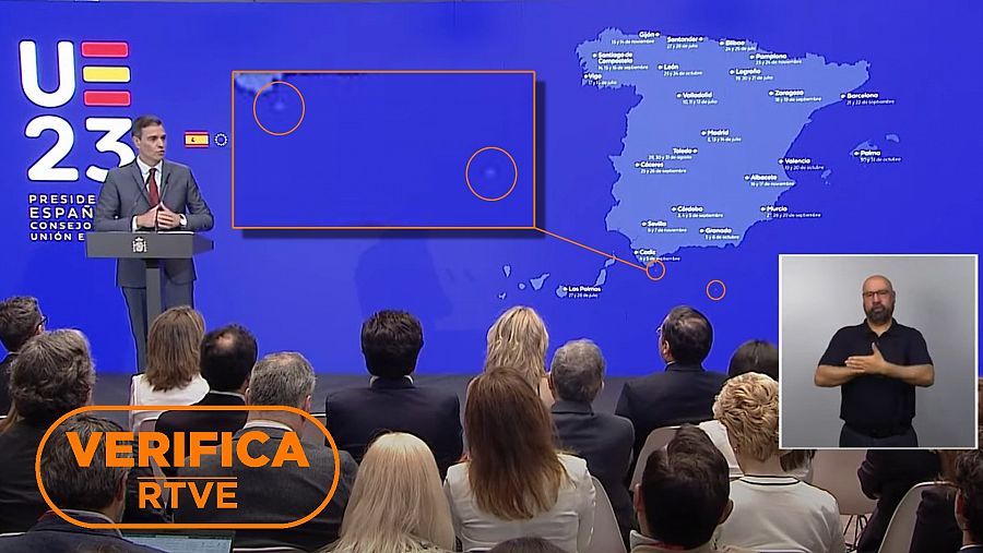 Captura del vídeo de la presentación de las prioridades de la Presidencia española de la UE. Con el sello VerificaRTVE.