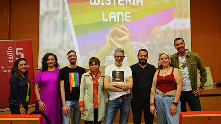 Grabación de 'Wisteria Lane'  con motivo de la Jornada sobre radio y activismo LGTBI en la Universidad de Almería