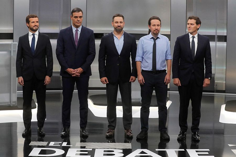 Debate a cinco para las generales de noviembre de 2023 con Sánchez, Casado, Rivera, Iglesias y Abascal