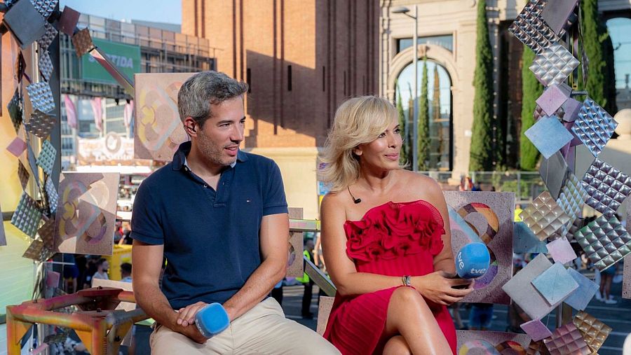 Oriol Nolis i Maria Eizaguirre, en un moment de la seva intervenció