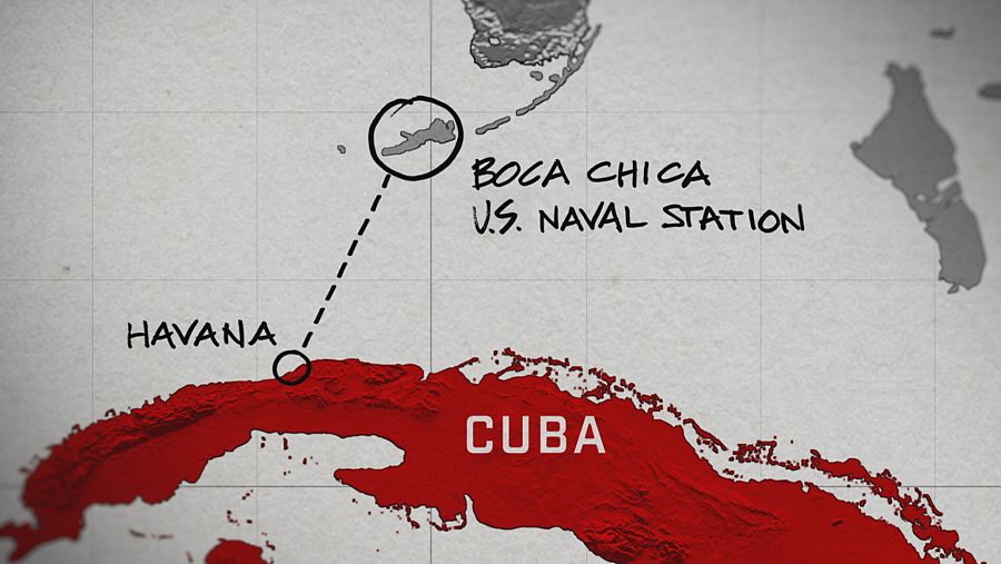 Mapa de Cub ay costas próximas de Estados Unidos