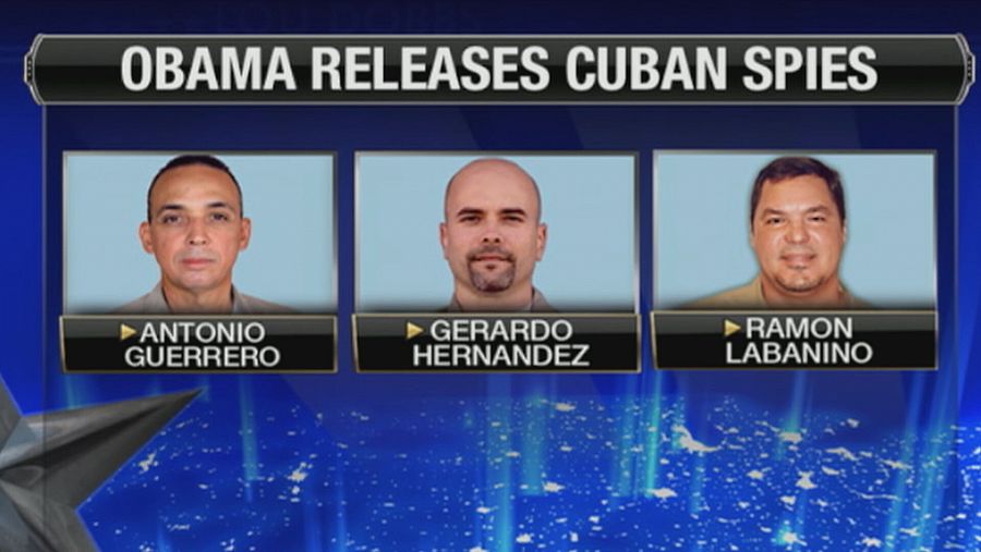 Imagen de un informativo estadounidense de la liberación de tres espías cubanos