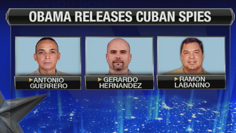 Imagen de un informativo estadounidense de la liberación de tres espías cubanos