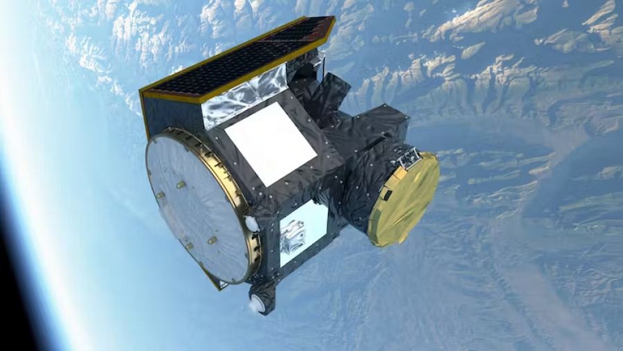 Impresión artística de CHEOPS, el satélite de caracterización de exoplanetas de la ESA en órbita sobre la Tierra