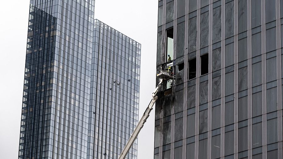 Vista del complejo dañado tras el ataque con drones de Ucrania sobre Moscú. 23 de agosto de 2023