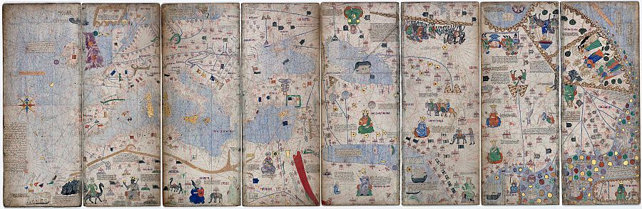 El Atlas Catalán, obra de los maestros Abraham y Jafudà Cresques en 1375, que se conserva en la Biblioteca Nacional de Francia