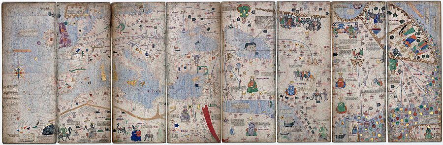 El Atlas Catalán, obra de los maestros Abraham y Jafudà Cresques en 1375, que se conserva en la Biblioteca Nacional de Francia