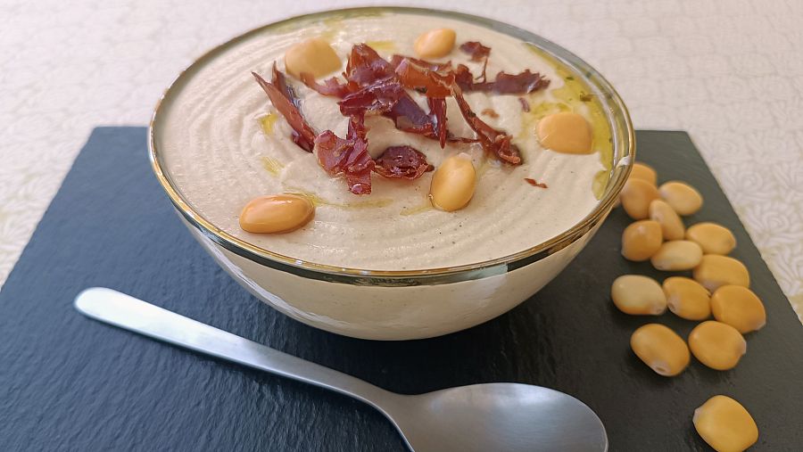 Receta terminada de la crema fría de altramuces