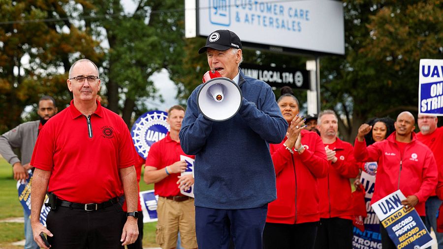 Biden se convierte en el primer presidente de EE.UU. en sumarse a una manifestación por los derechos laborales