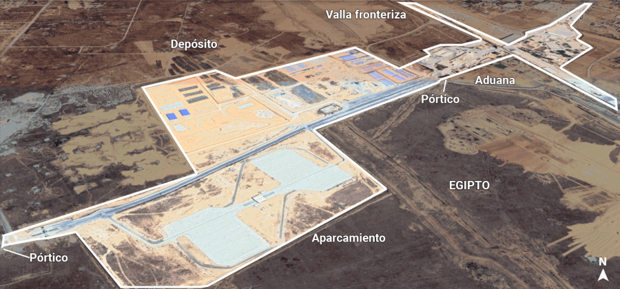 Instalaciones del paso fronterizo de Ráfah, que comunica Egipto con el sur de Gaza