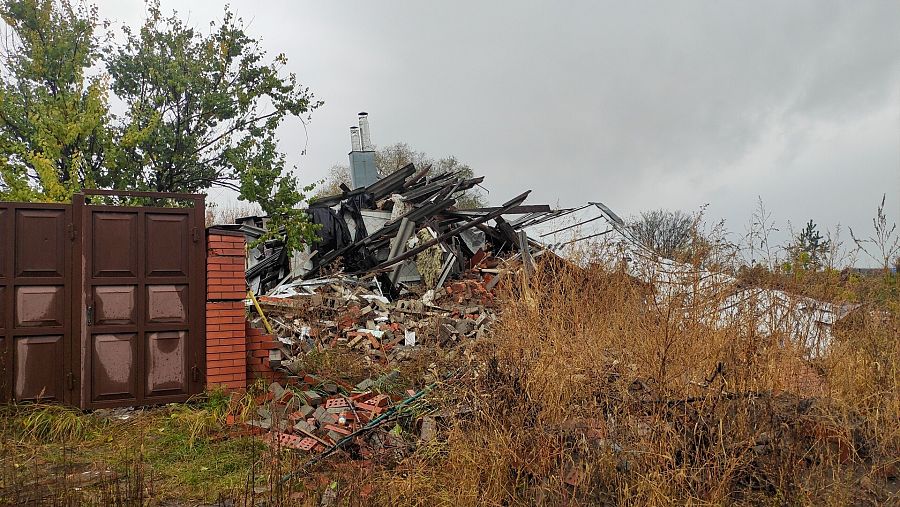 Edificios destruidos por la invasión rusa en Tsirkuni, cerca de Járkov. 25/10/23