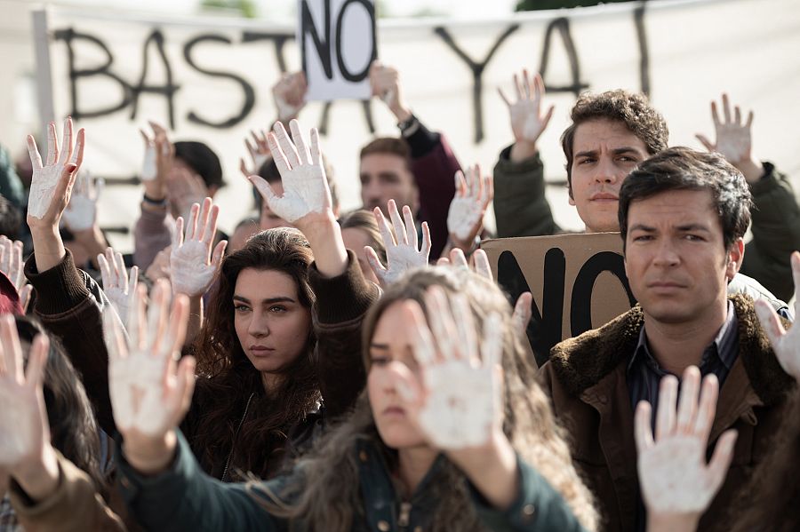 María, en la manifestación silenciosa por el asesinato de Tomás y Valiente