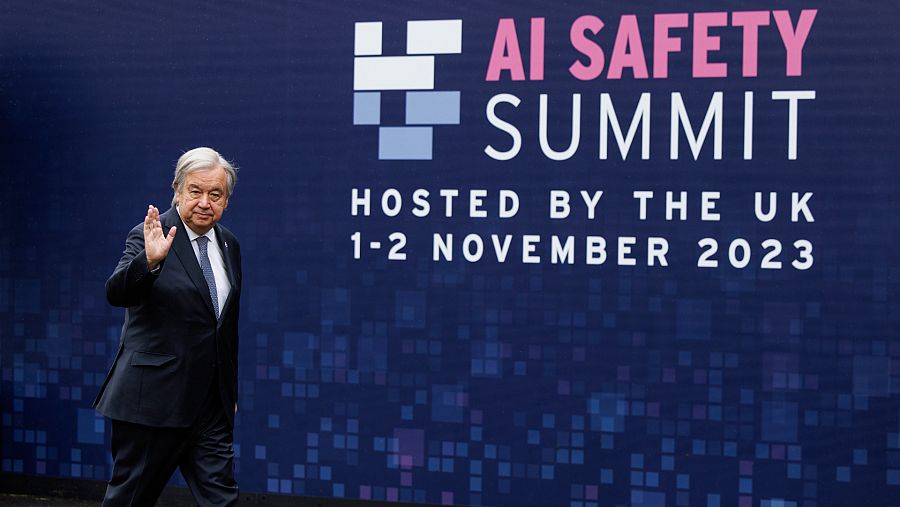 El secretario general de la ONU, Antonio Guterres, en la cumbre sobre seguridad de la IA en el Reino Unido.