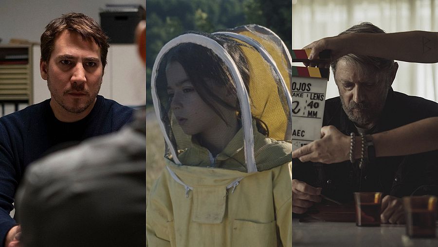 'Upon entry', '20.000 especies de abejas' y 'Cerrar los ojos'