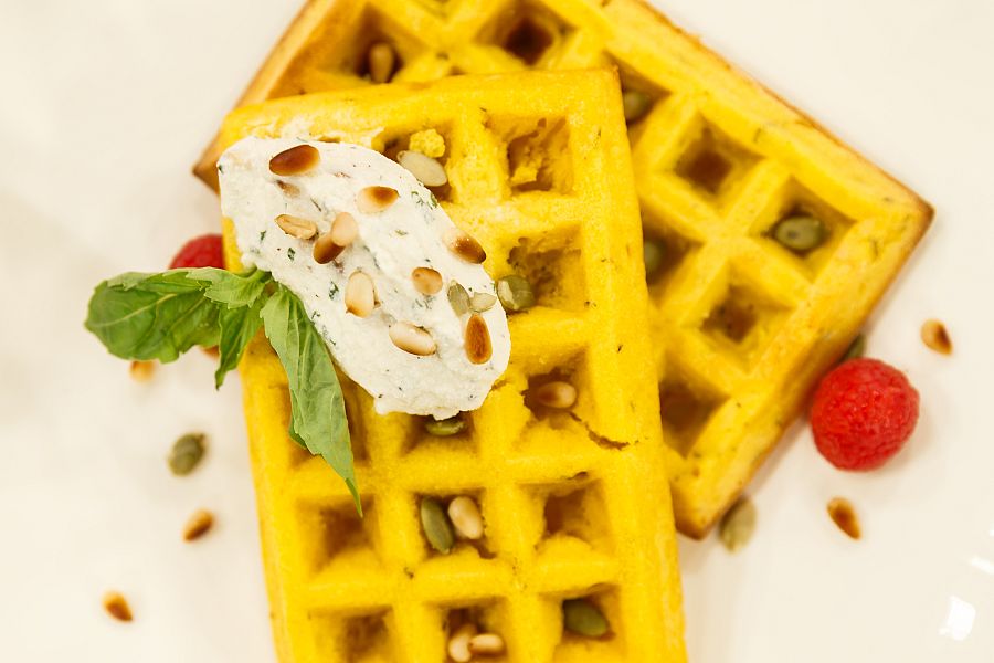 Gofre de calabaza con queso crema