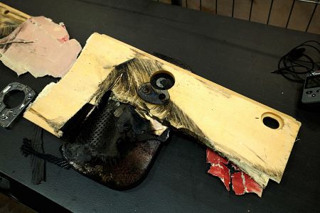 Daños en el chasis del Ferrari de Sainz