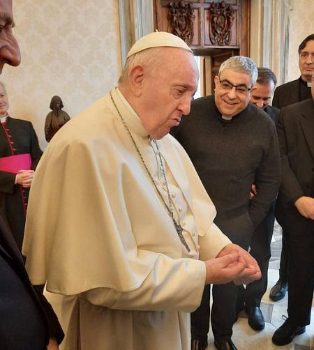 Poli Díaz con el papa Francisco