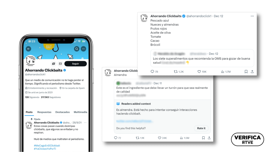 Perfil y publicaciones de X de Ahorrando Clickbaits en las que resume la información esencial de cada artículo