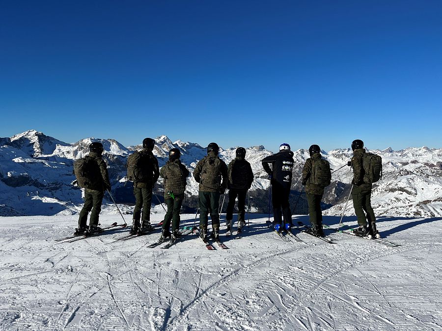 La princesa durante sus ejercicios en el Pirineo de Huesca