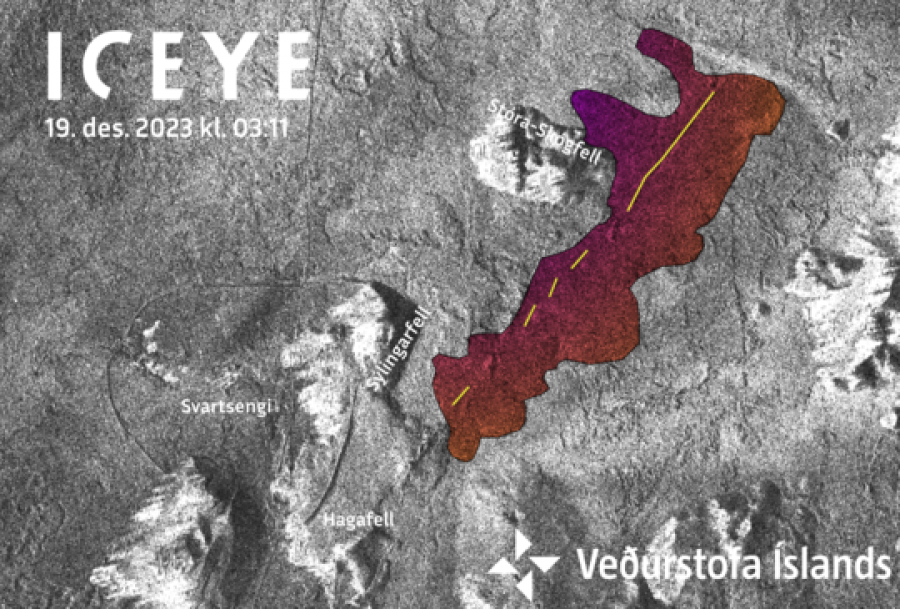 Imagen satélite de la erupción en Islandia.