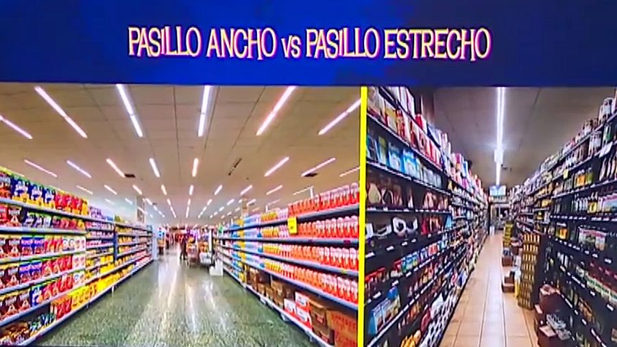 Imagen de pasillos de un súper amplios e iluminados