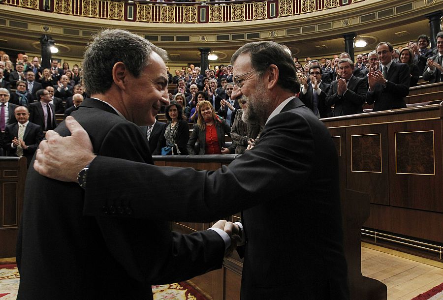 Rajoy y Zapatero en el pleno de investidura