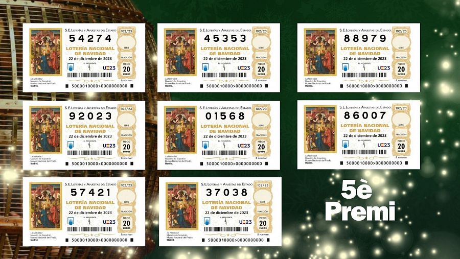 Els vuit cinquens premis de la Loteria de Nadal 2023