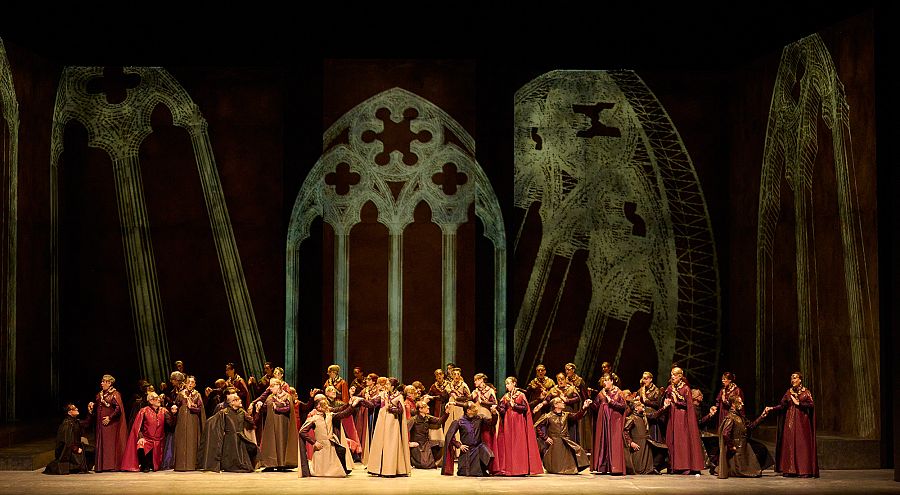 Un cuadro escénico de la ópera Roméo et Juliette, de Gounod, en el Palacio Eskalduna de Bilbao