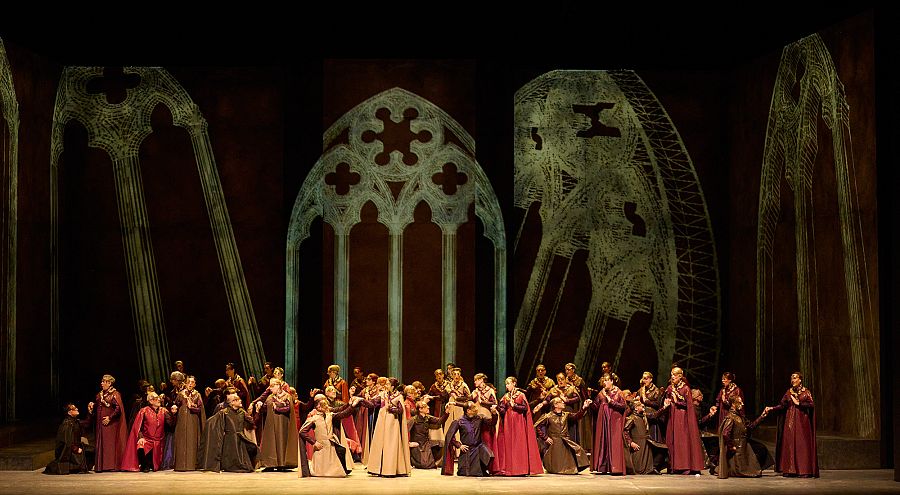 Un cuadro escénico de la ópera Roméo et Juliette, de Gounod, en el Palacio Eskalduna de Bilbao