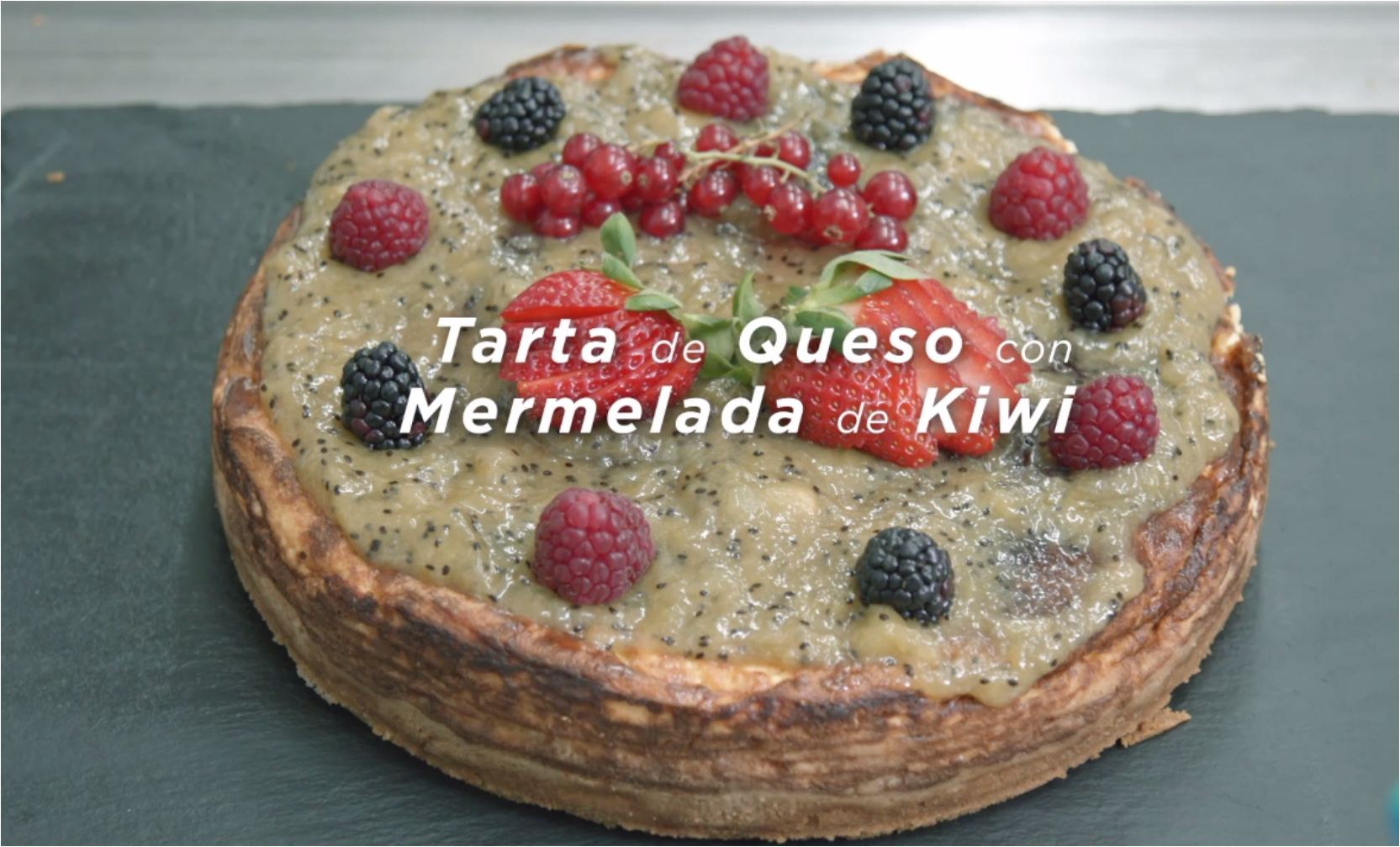 Receta de Tarta de queso con mermelada de kiwi