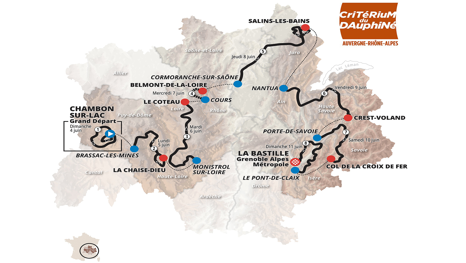 Criterium du Dauphiné, etapa 1 perfil, recorrido y dónde ver