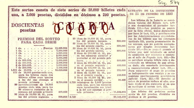 Reverso de un décimo de 1954 Reverso de un décimo de 1954
