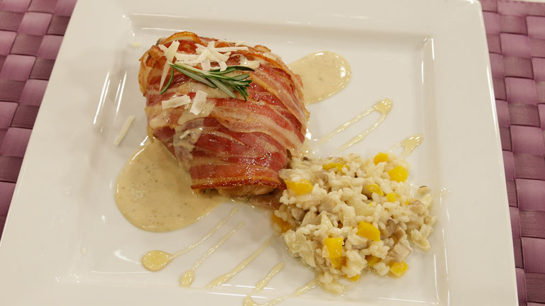 Receta de Pollo asado con risotto de setas y calabaza - RTVE.es