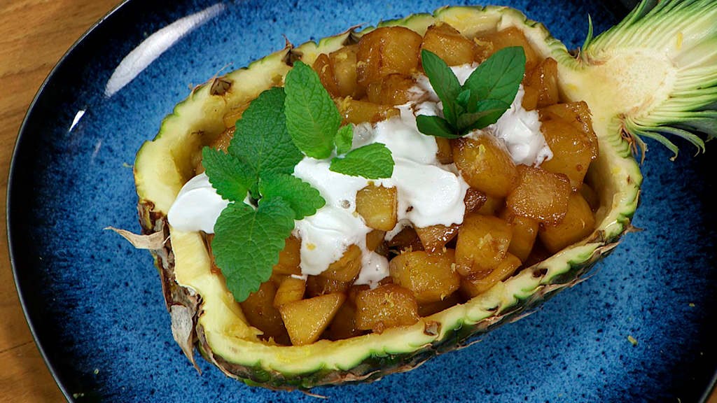 Receta de piña asada