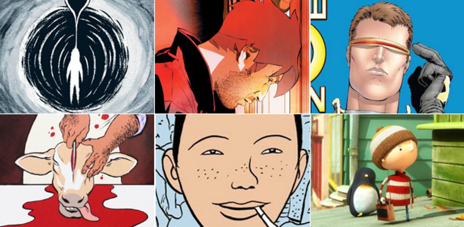 Imágenes de 'Los últimos días de un inmortal' (Ninth ediciones), 'metropolitan' (Ninth ediciones), 'New X-Men de Grant Morrison' (Panini), 'Revienta cerdo' (Norma), 'Rosario y los inagotables' (La Cúpula), y la revista 'Minchó'