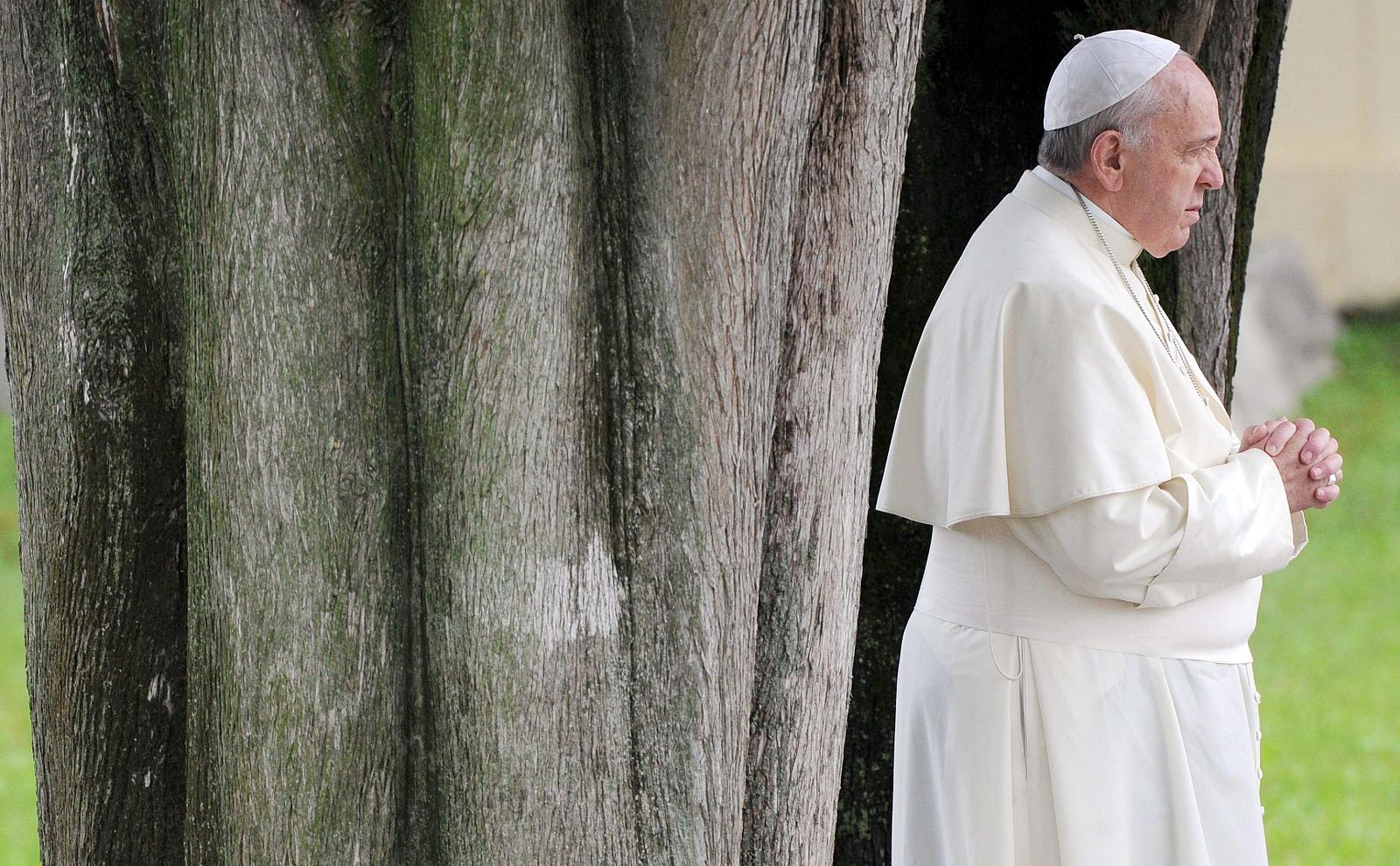 El papa Francisco durante su visita al cementerio militar de Fogliano Redipuglia.