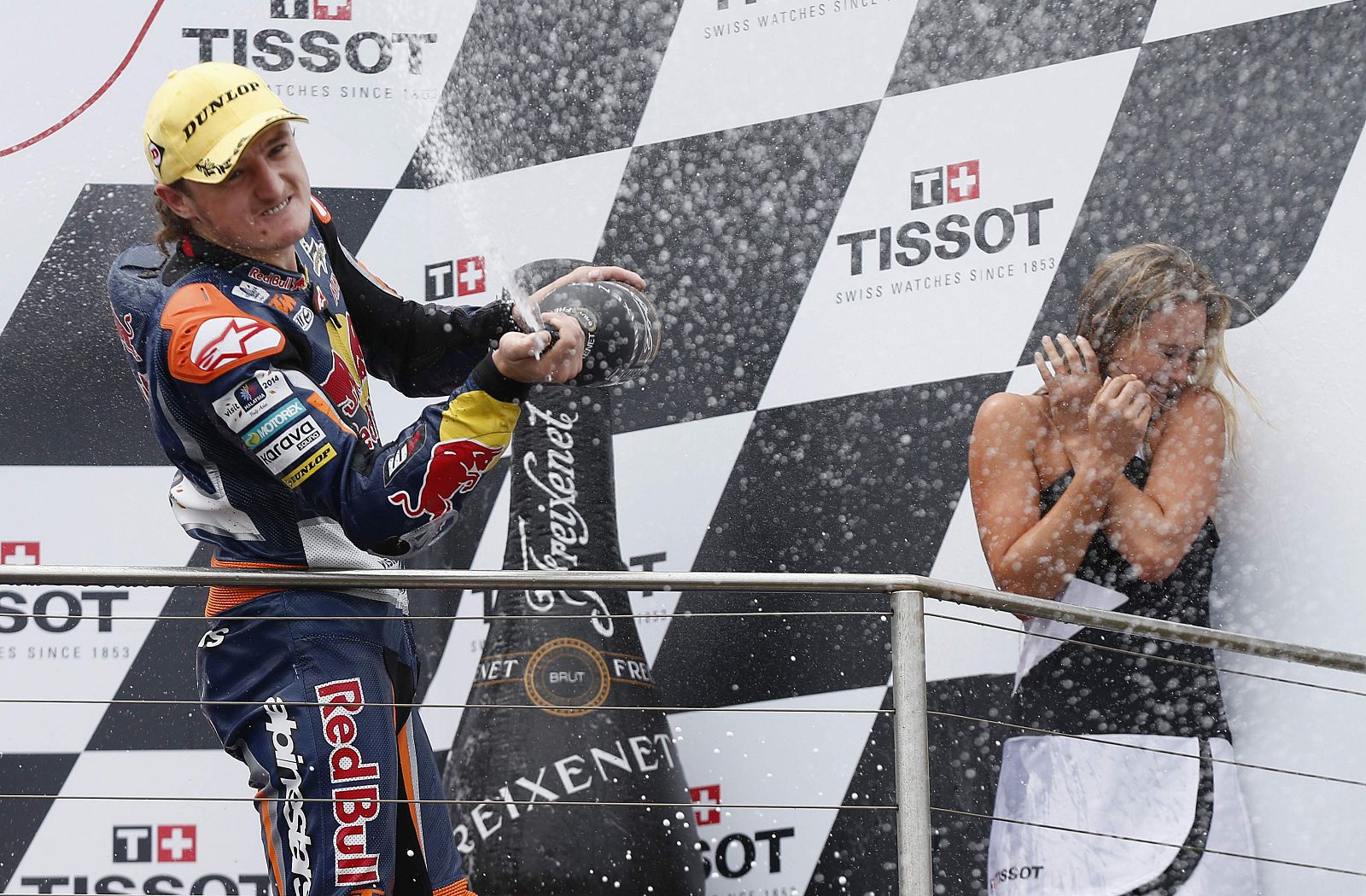KTM Moto3 rider Jack Miller of Australia sprays champagne after winning the Australian Moto3 Grand Prix on Phillip Island