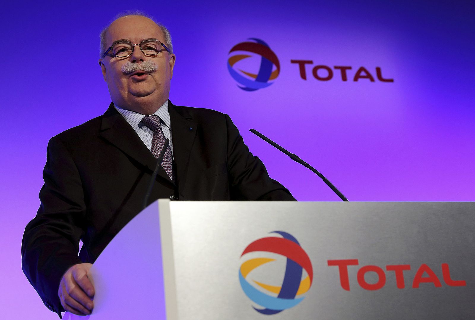 File picture of Total SA CEO Christophe de Margerie speaks at the company's result presentation in Paris