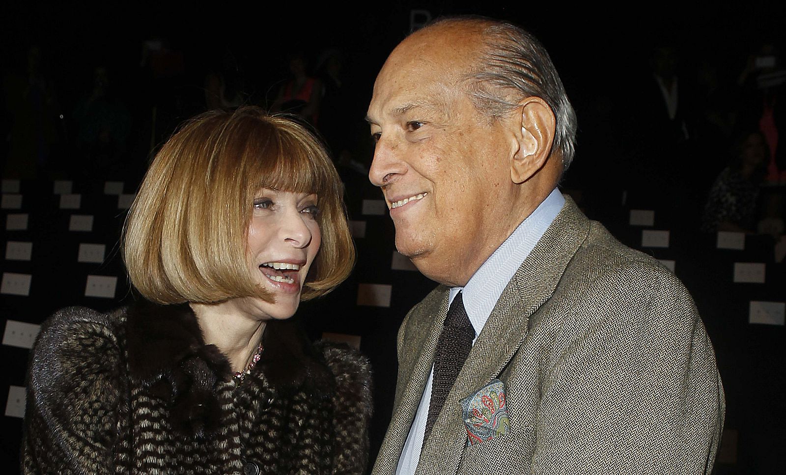 File photo of editor Anna Wintour and designer Oscar de la Renta arriving for the Diane von Furstenberg show during the Fall/Winter 2012 collection shows during New York Fashion Week