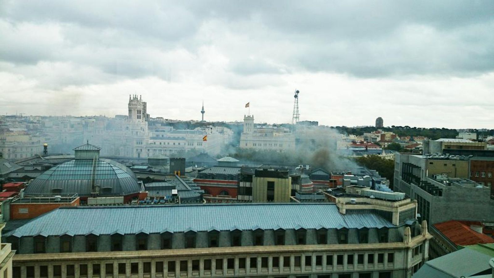 Imagen del incendio en el Banco de España