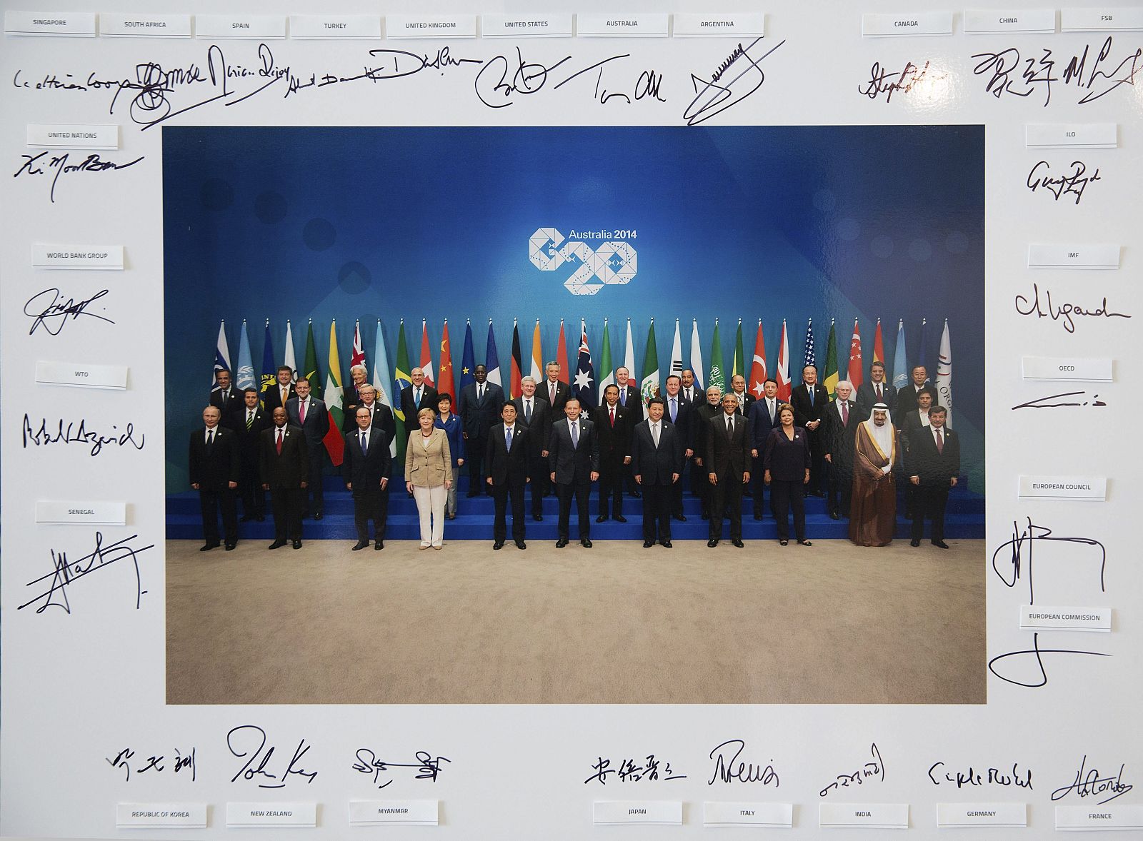 Foto oficial de los líderes del G-20 celebrado en Brisbane