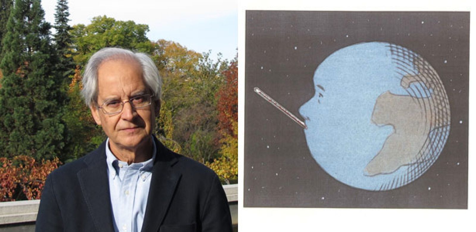 El Roto en el jardín botánico y uno de los dibujos de 'El libro verde'